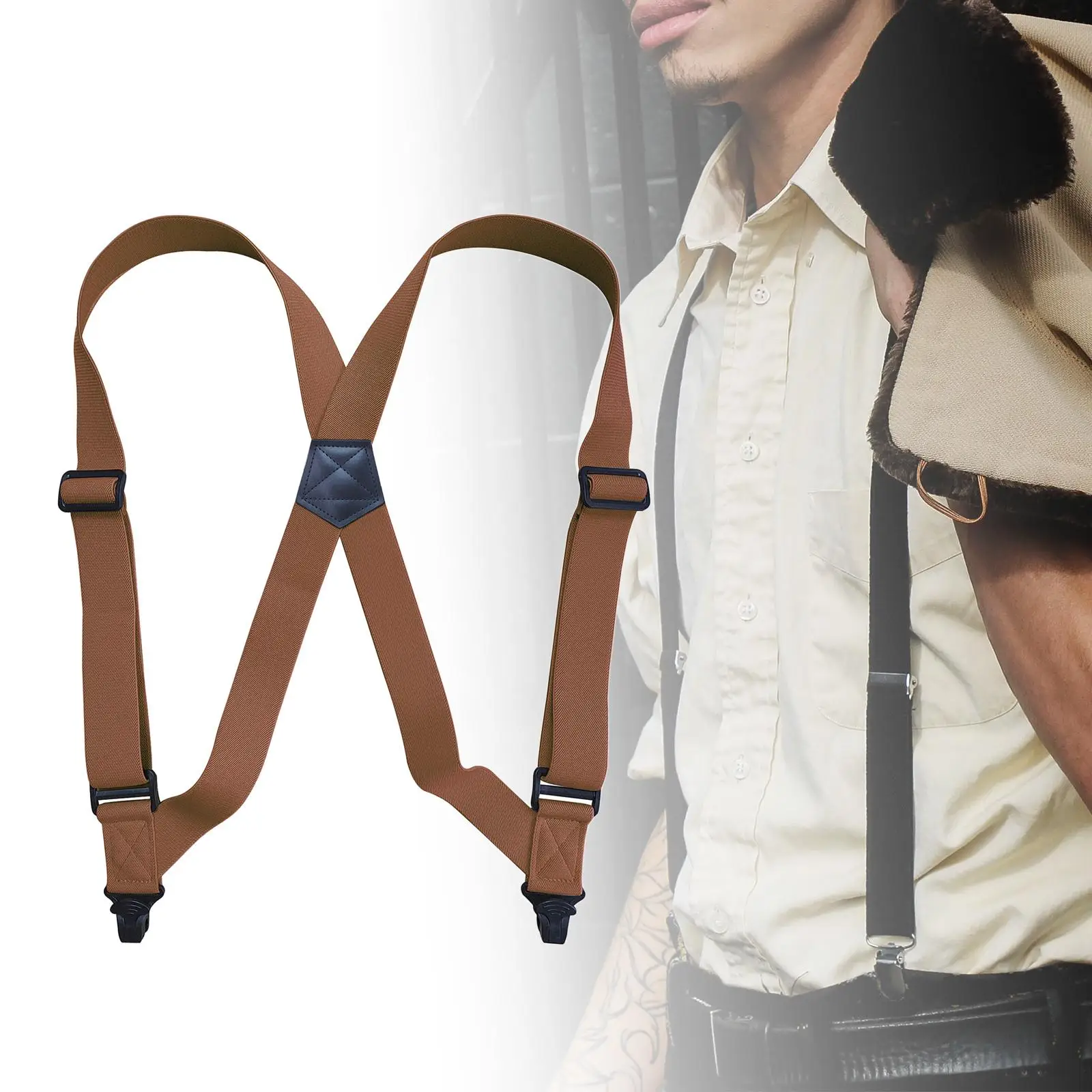 Suspender Fashion untuk pria, celana pendek Denim serbaguna dapat disesuaikan, elastis