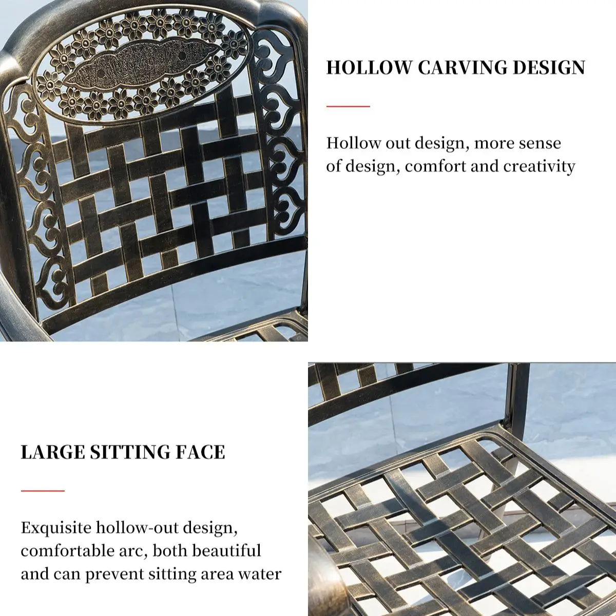 Luxury Outdoor Balcony Gaeden Patio terrace chairs popular furniture cast aluminum chair outdoor coffee cafe bistro chairs