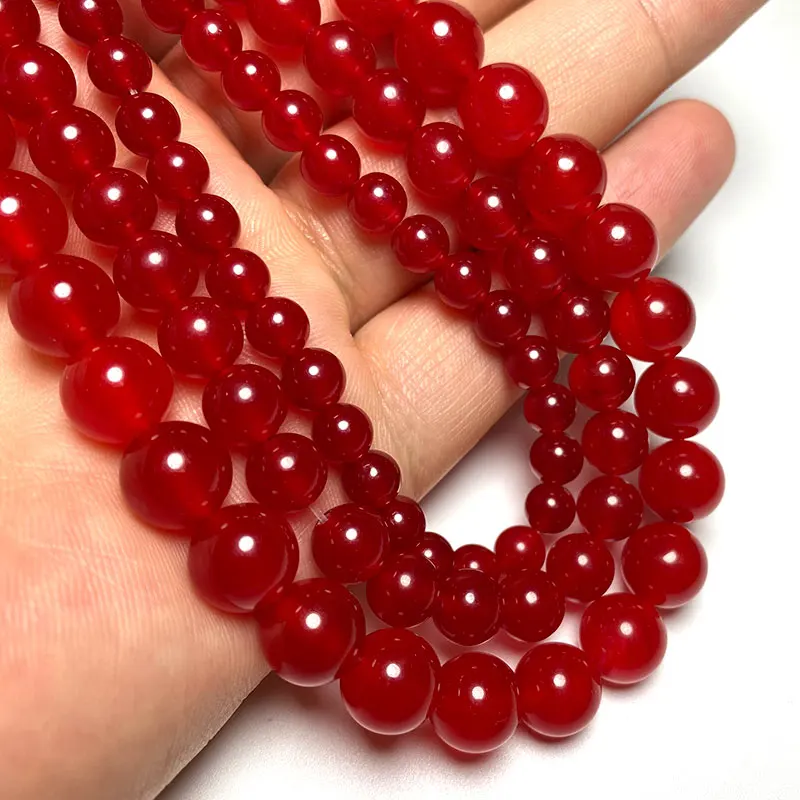 Wholesale Ruby Color Red Chalcedony Round Natural Stone Beads For Jewelry Making Diy Bracelet Necklace Accessories 4/6/8/10/12mm