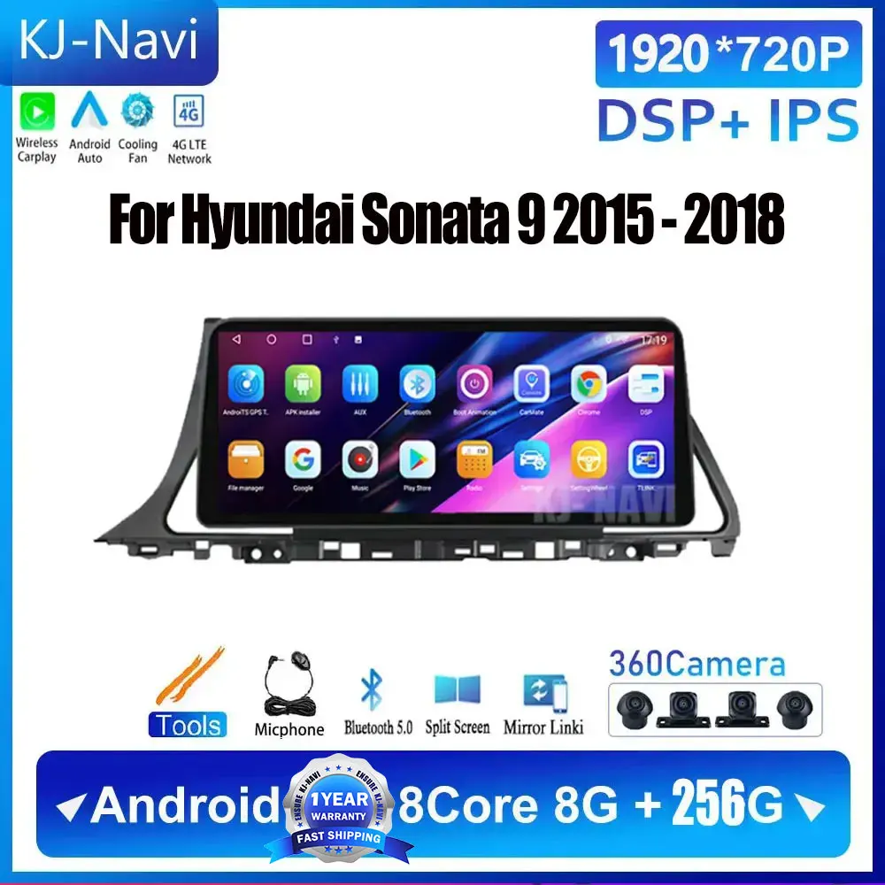 

12.3 inch For Hyundai Sonata 9 2015 - 2018 Android 14 Car Multimedia Radio Player Wireless Carplay GPS Monitor Navigation BT