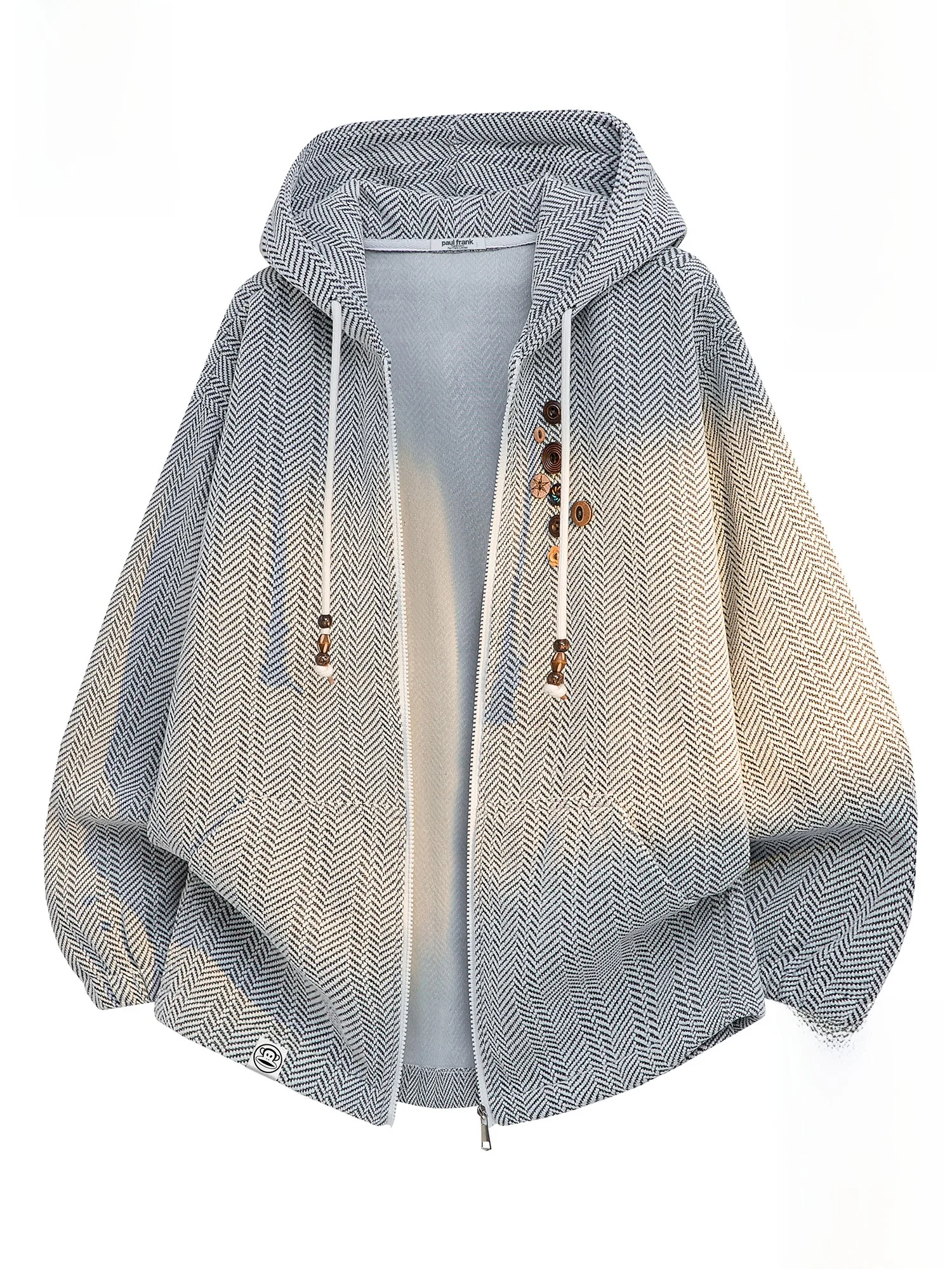 

PaulFrank Thiened Fce Hoodie Sweatirt Men's Casual Loose Striped Outerwear Winter Comfortable Long Sve Zipper Coat