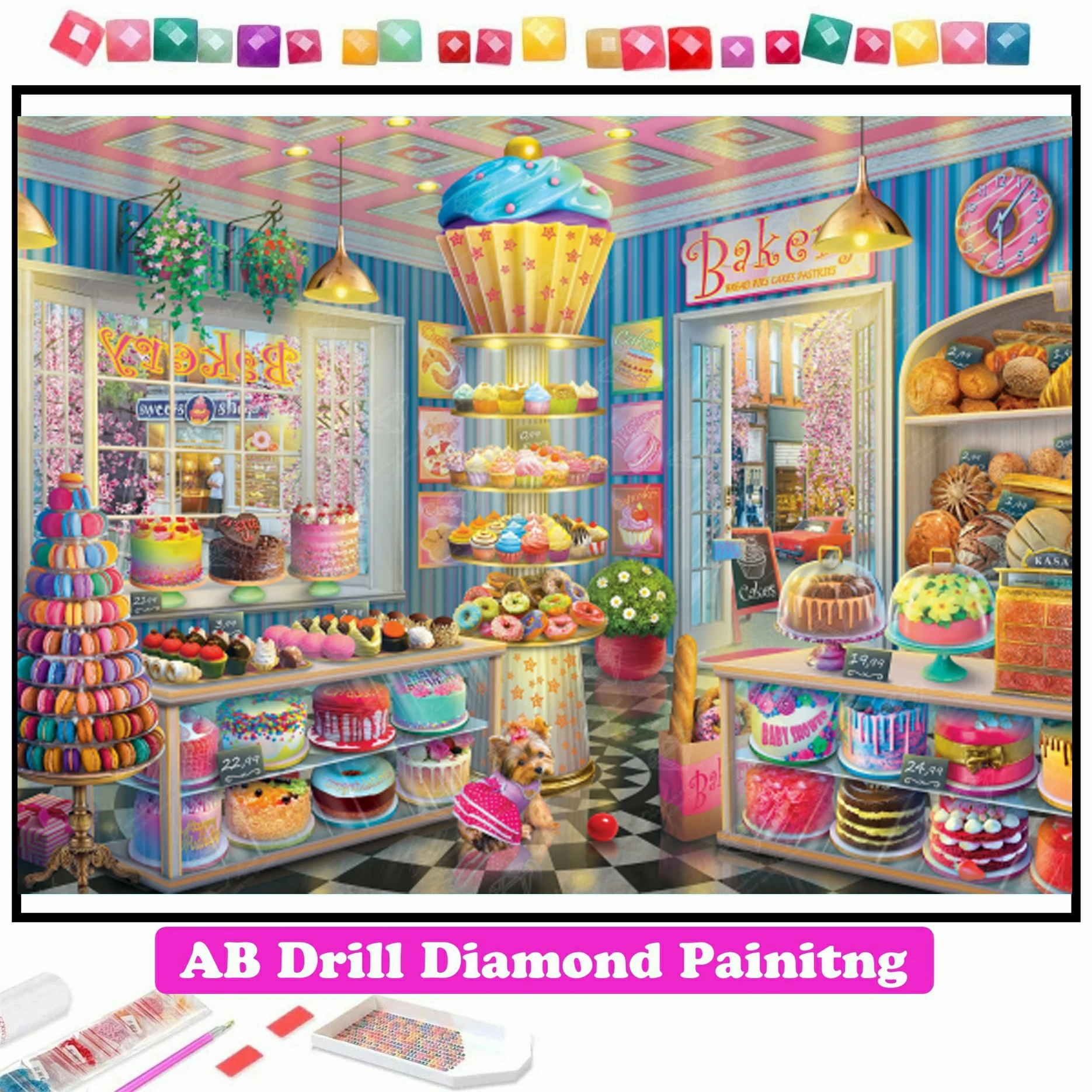 

Cross Stitch Kit Cupcake Bakery AB Diamond Painting New Arrivals Full Mosaic Embroidery 5D DIY Wall Decor Handmade Craft Gift