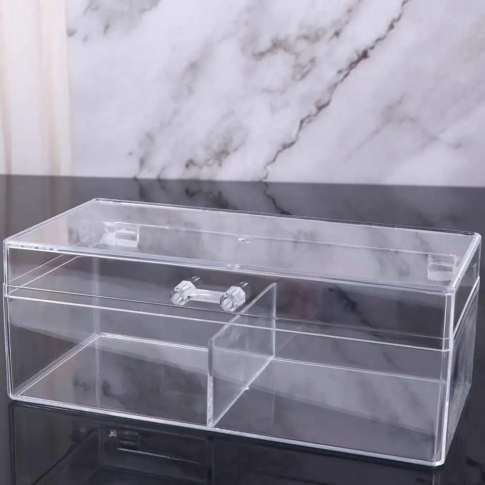 Large Capacity Photo Card Storage Box DIY Saving Space Make Up Organizer Acrylic Compartment Container Case with Lid