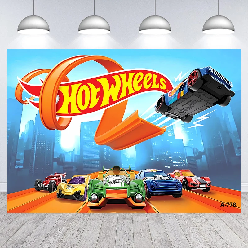 Racing Car Backdrop Hot Wheels Wild Racer Runway Boy Birthday Party Custom Photography Background Photo Decor Supplies