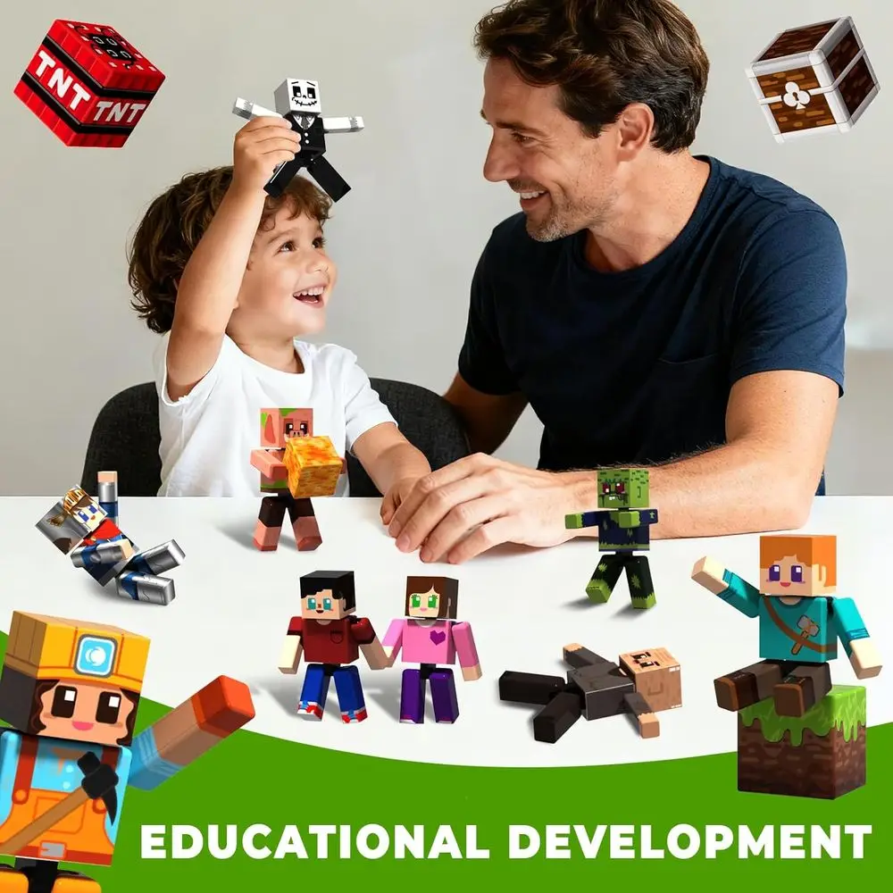 مجموعة مكعبات بناء مغناطيسية من STEM مع شخصيات الحركة - 20 قطعة للأطفال، هدية مثالية لعيد الميلاد، لعب تعليمي ساحر