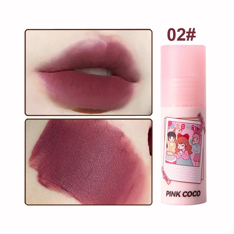 Matte Velvet Lip Gloss Korean Cosmetics Nude Matte Lip Mud Chocolate Lipstick Red Lip Tint Lip Glaze Waterproof Lasting Makeup