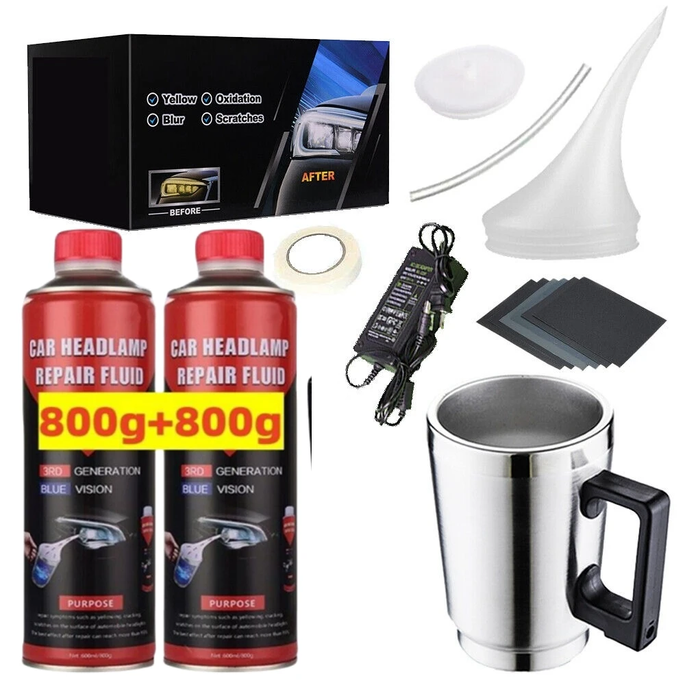 800g+800g Headlamp Repair Kit Preparation Kit Steam Treatment Polishing Set Liquid Polymer Headlights Restoration