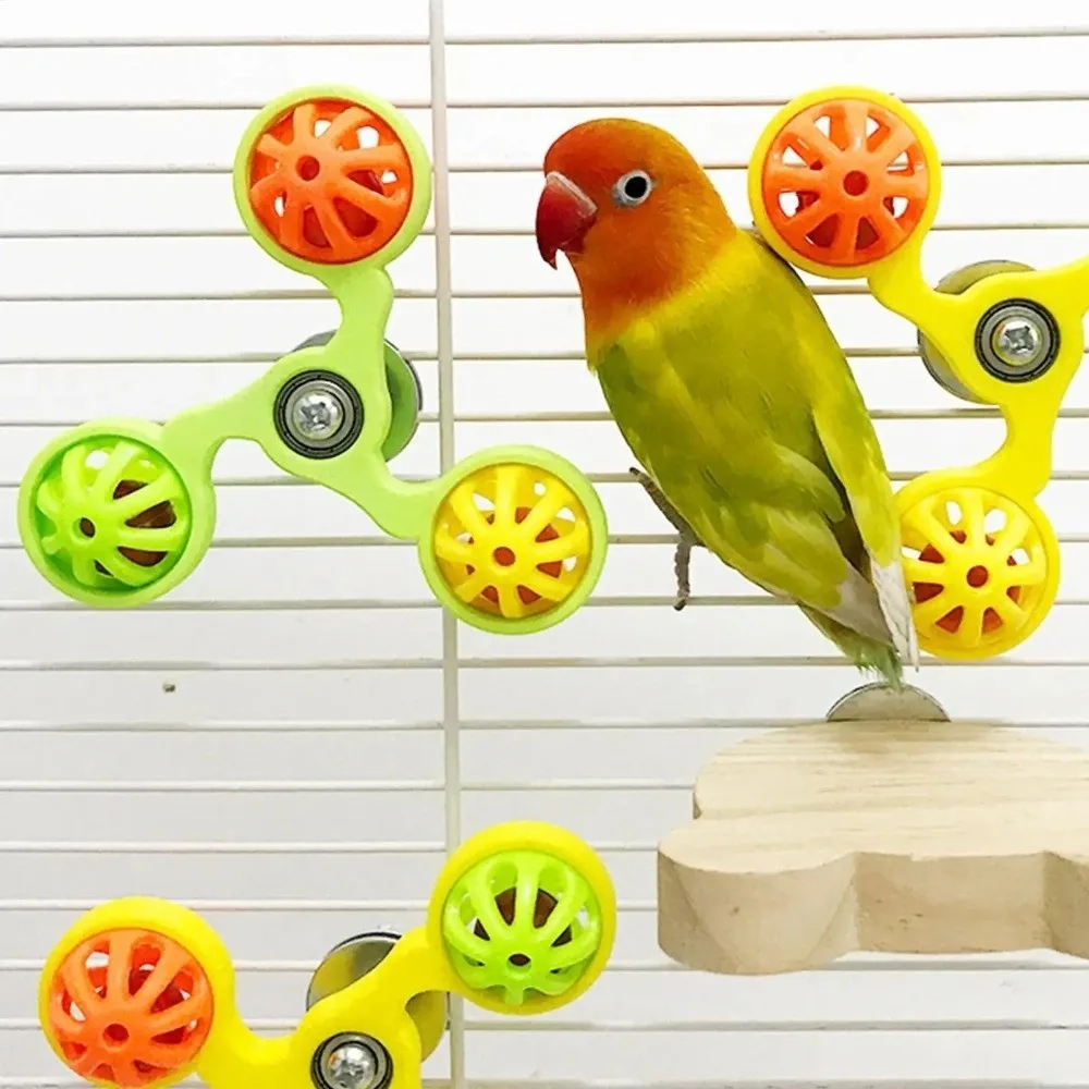 Parrot Toys Interactive Rotating Windmill Toy Bird Cage Toy For Parrots Rotating For Stimulation Entertainment Play Chewing