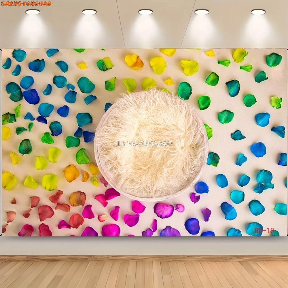 SHENGYONGBAO Baby Newborn Floral Basket Photography Backdrops Props Children Birthday Party Photo Studio Background LZ-03