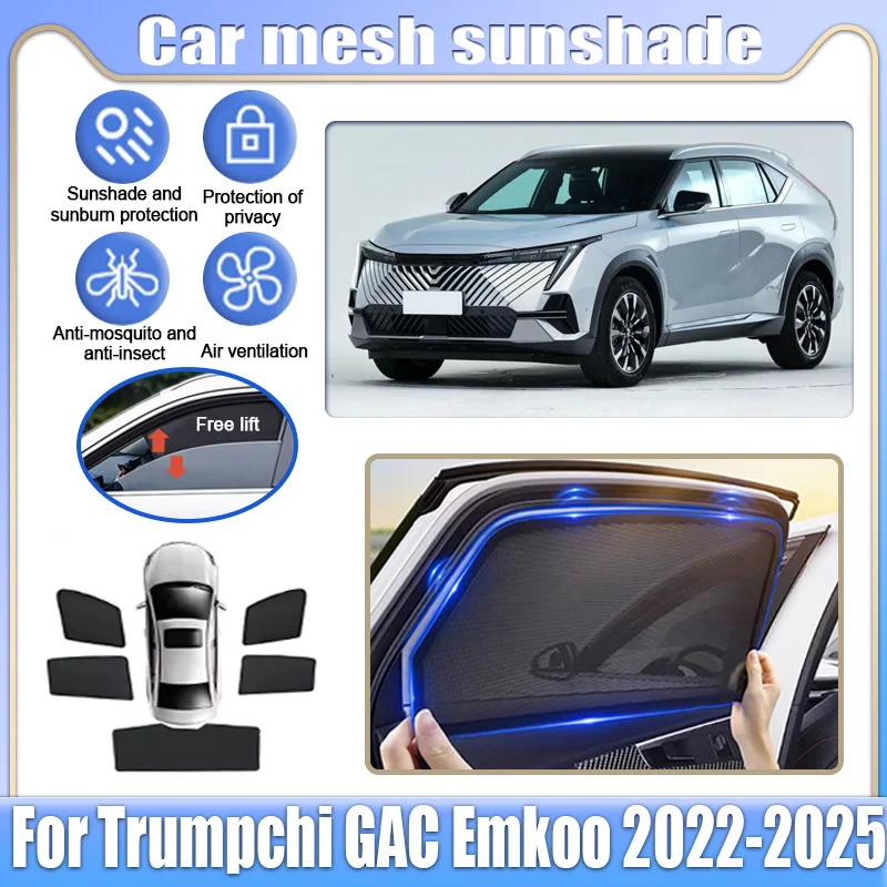 

For Trumpchi GAC Emkoo 2022 2023-2025 Car Mesh Shades Window Sunshades Sunscreen Privacy Curtain Mosquito Accessories Sun Visors