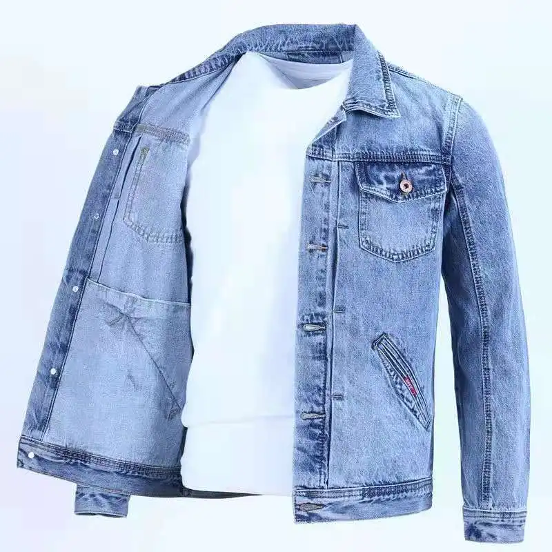 Denim Jackets Man Autumn Button Jeans Coat for Men Light Joker Fashion in Lowest Price Loose Korean Popular Clothes Clothing New