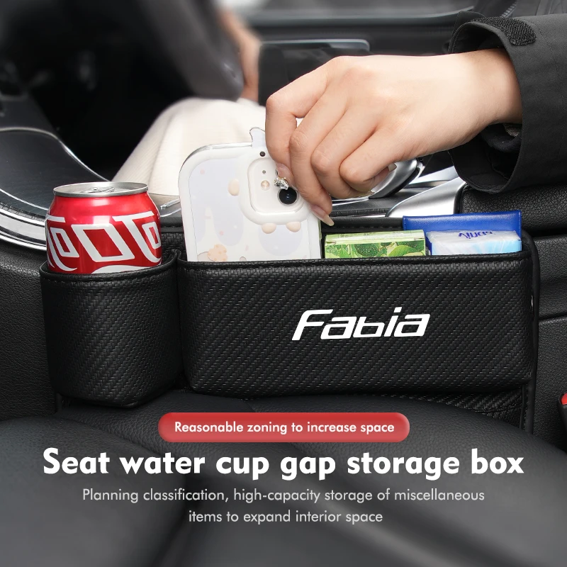 Car Seat Gap Storage Box Console Filler Stowing Tidying Case For Skoda Rapid Kodiaq Karoq Fabia Kamiq Fabia MK3 Roomster Enyaq