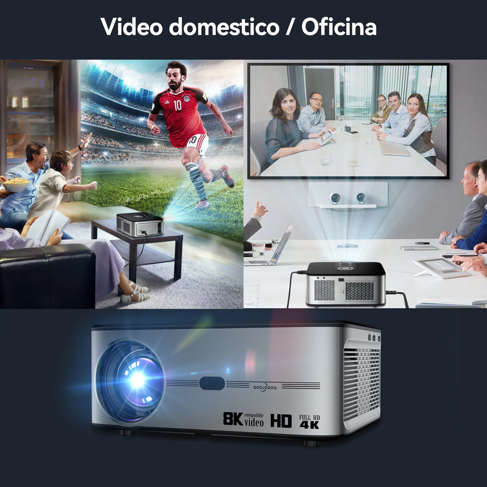 Goojodoq T02 Projector 1080P 4K Ultra Hd 1920 × 1080 16000Ansi Draagbare 2.4G Android/Ios Home Theater Outdoor Smart Projector