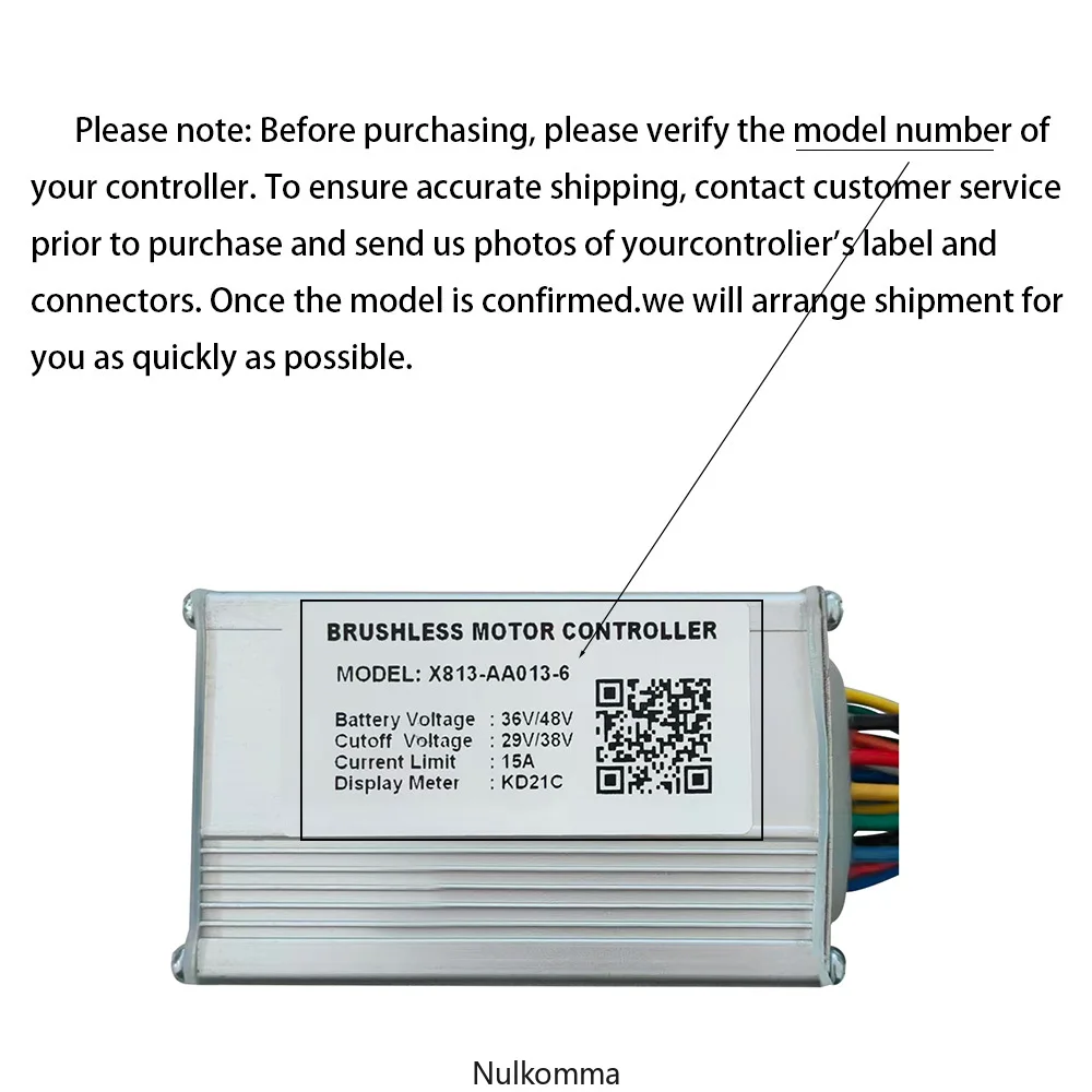 Nulkomma Brushless Motor Controller X813-AA013-6 36/48V 15A E-Bike ScooterUniversal E-Bike Conversion Kit BicycleSpeedController