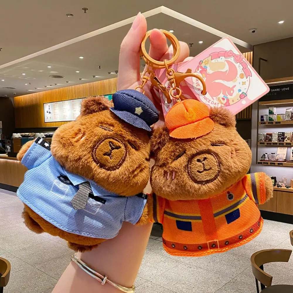 Cute Uniform Capybara Keychain Creative Clothing Plush Doll Bag Pendant Cartoon Stuffed Toys Gifts