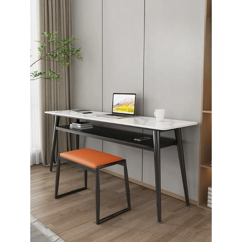 Double-layer ultra-narrow rock slab long table bedroom office study table