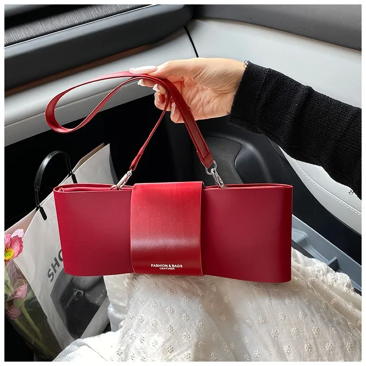 

Bow armpit bag for women Shoulder bags pu leather Fashion Designer clutch bags ladies Handbag small