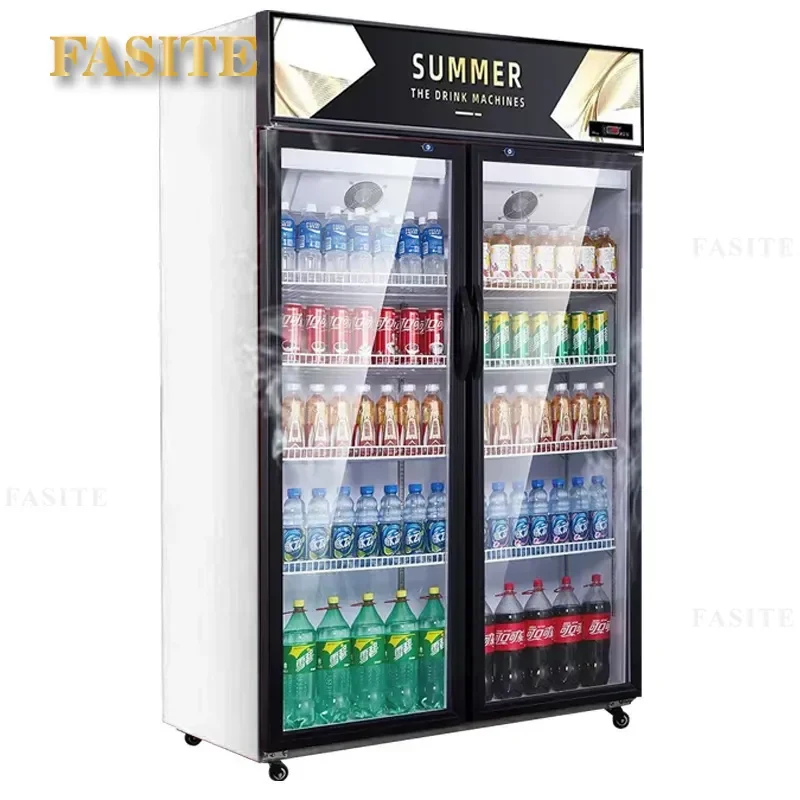 For Commercial Display Beer Cabinet Single Double Three Door Vertical Air Cooled Refrigerated Fresh Keeping Beverage Cooler