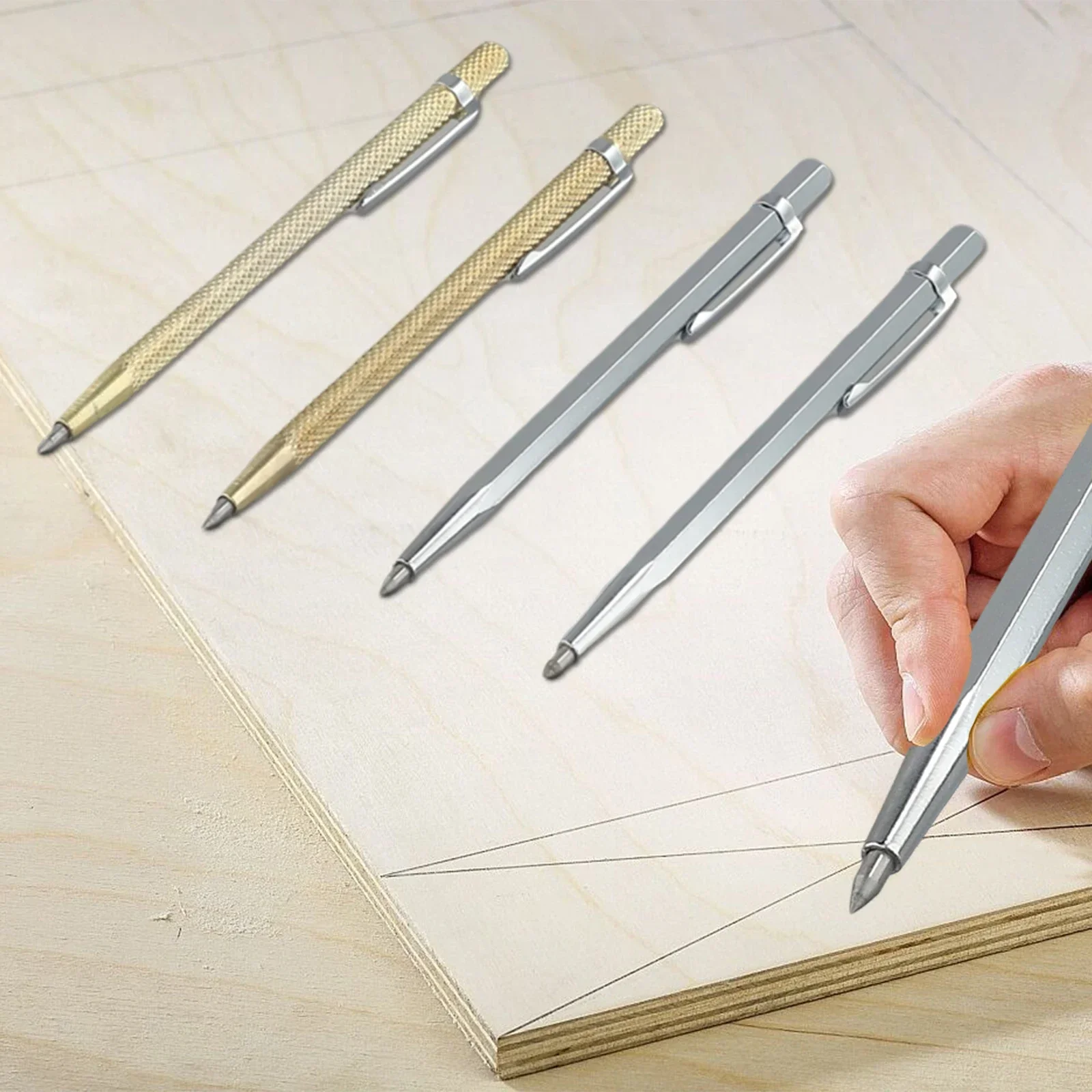 4 pezzi Scribe Pen Piastrelle in metallo Lettering Pen Taglierina per vetro diamantato Carburo Scriber Incisore Coltello per vetro Scriber per il taglio delle piastrelle