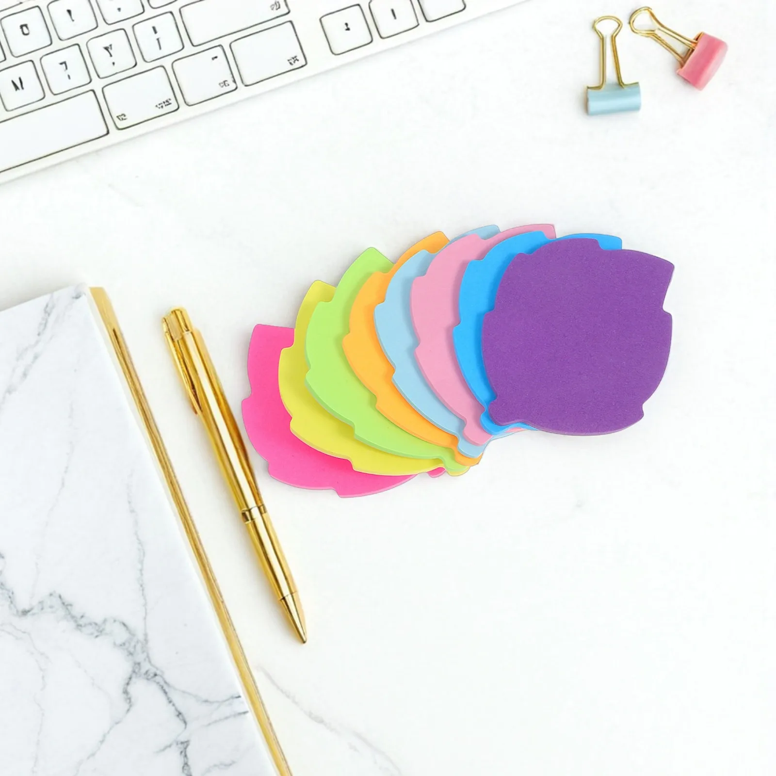 16Pcs Nature Memo Pads Fluorescent Color Assorted Adhesive for Reminder Task Tracking School Office