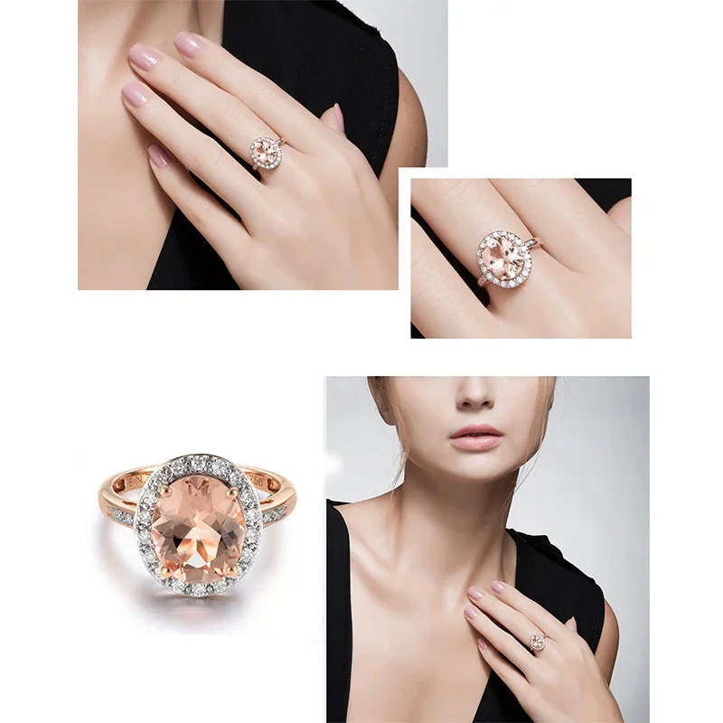 Natural Morgan Stone 18K Pure Gold 2025 New Hot Selling Top Ring Women Heart Shape Ring  For Ladies  Woman Genuine Jewelry