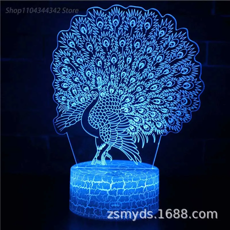 3D Acrylic Creative Peacock Night Light Living Room Bedhead Creative Parent Child Toy Gift Display Light USB Atmosphere Light