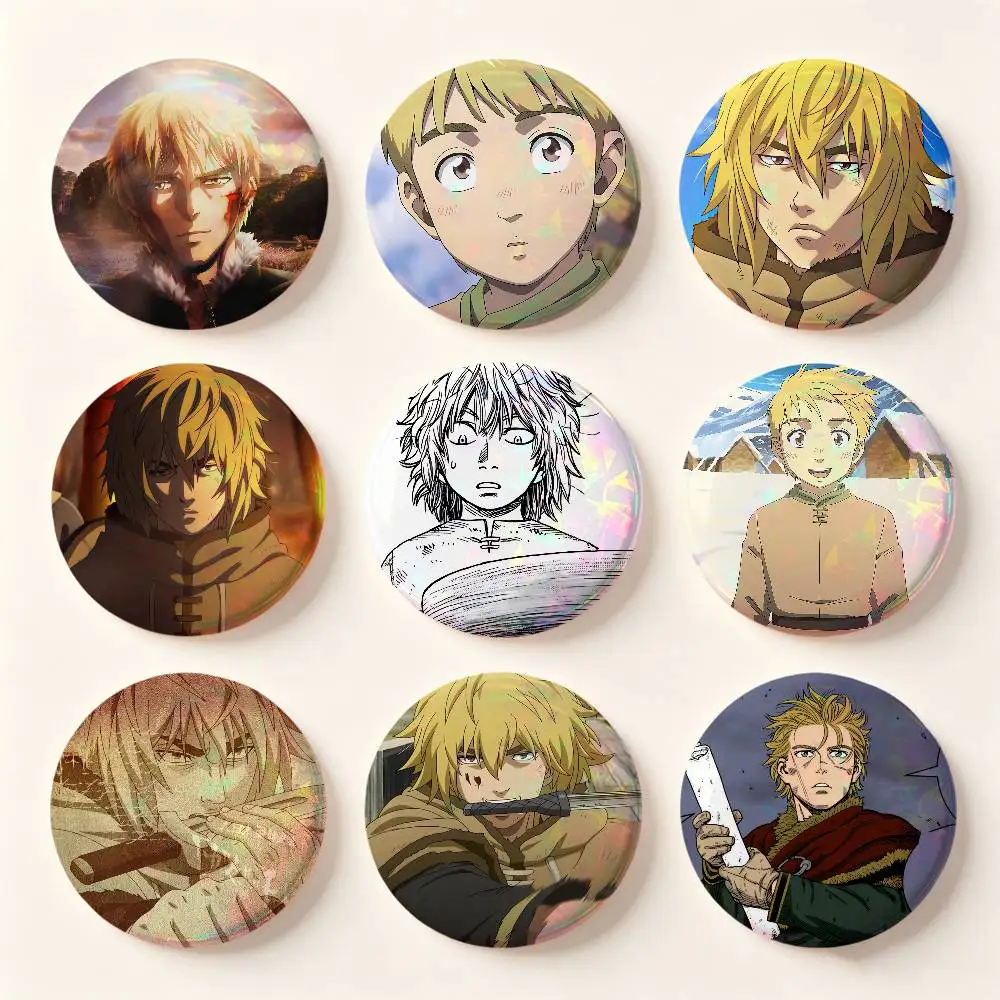 Thorfinn V-Vinland Badges 25 32 44 58 75 Mm Round Cosplay Pin Bag Decor Fans Collect Friends Gifts Brooch Souvenir