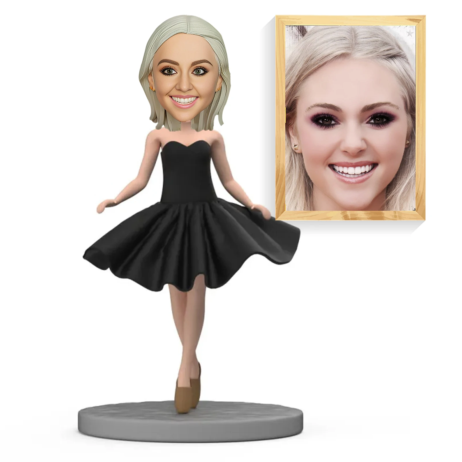 

Custom Bobbleheads Figurine Customized Doll,Customized Bobbleheads In Black Dresses,Unique Sculpture Gifts for Girlfriend