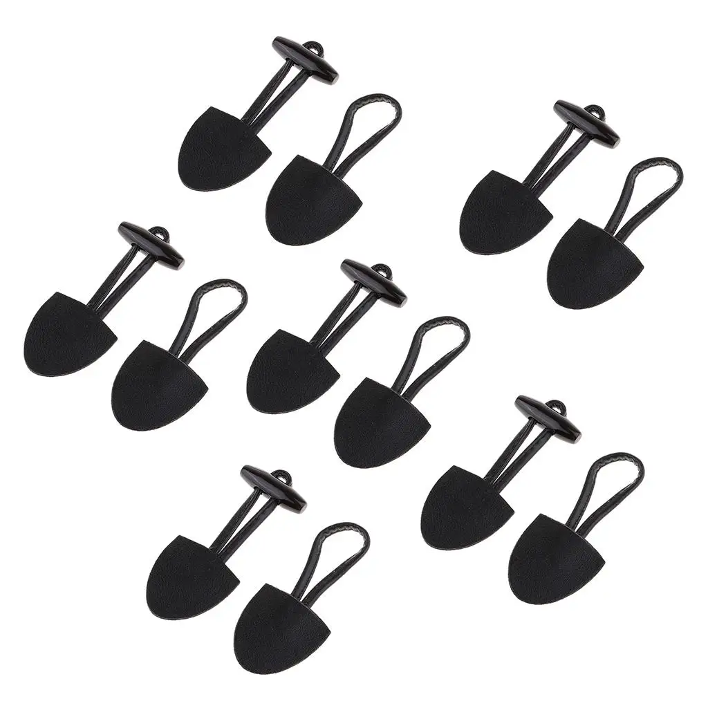 6 Pairs/Set Horn Toggle Closure Clasp Clothing Garment Ornaments Fasteners Black PU Leather Duffle Coat Sewing Crafts