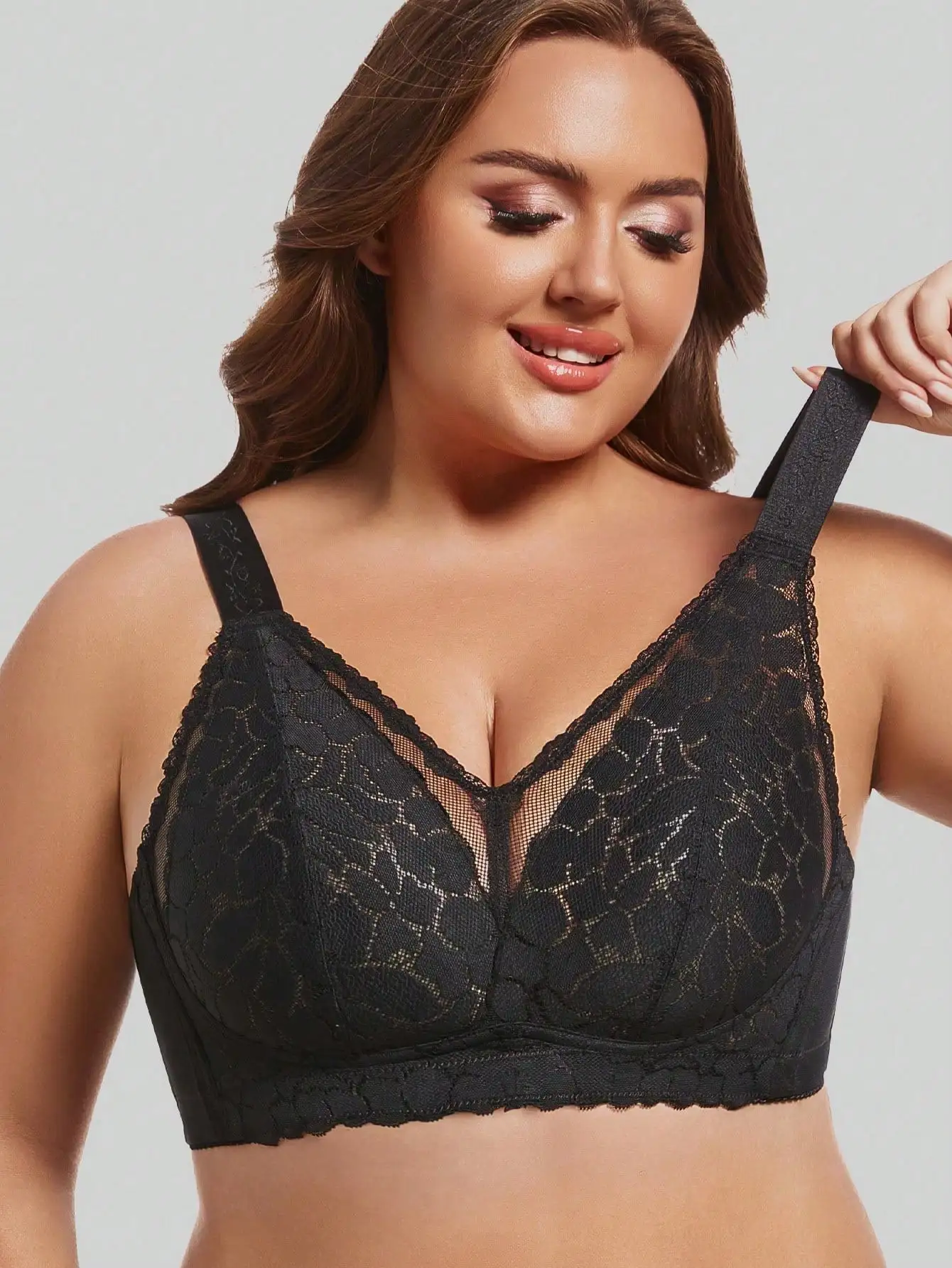 Underwear for Women in Summer, Big Chest, Small Gathering, Anti Sagging, No Steel Ring, Fat, MM Ultra-Thin Plus Size Text Bra image 3