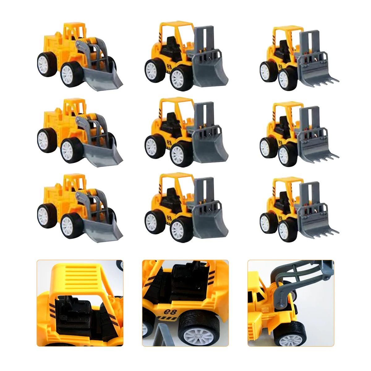 10 Pcs Mini Toy Car Excavator Miniature Truck Forklift Big Trucks Scale Trailer Toys Construction Engineering Toddler Children