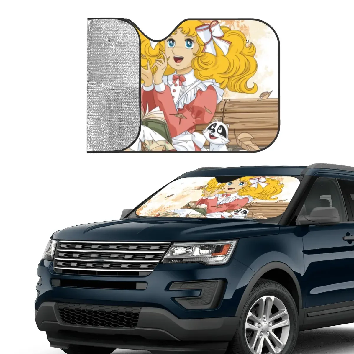 Candy Candy Anime Kurin Windshield Sunshade Anni 80 Cult Color Art Vintage Car Front Windshield 70x130cm Sun Visor Solar Protect