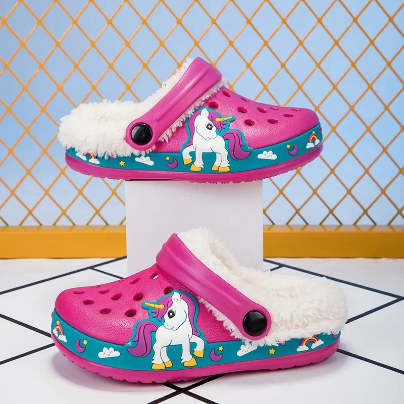 Winter Children Slipper Cotton Baby Girl Clogs Cartoon new Toddler Flats Indoor House Shoes Plus Warm Baby Girls Sandals