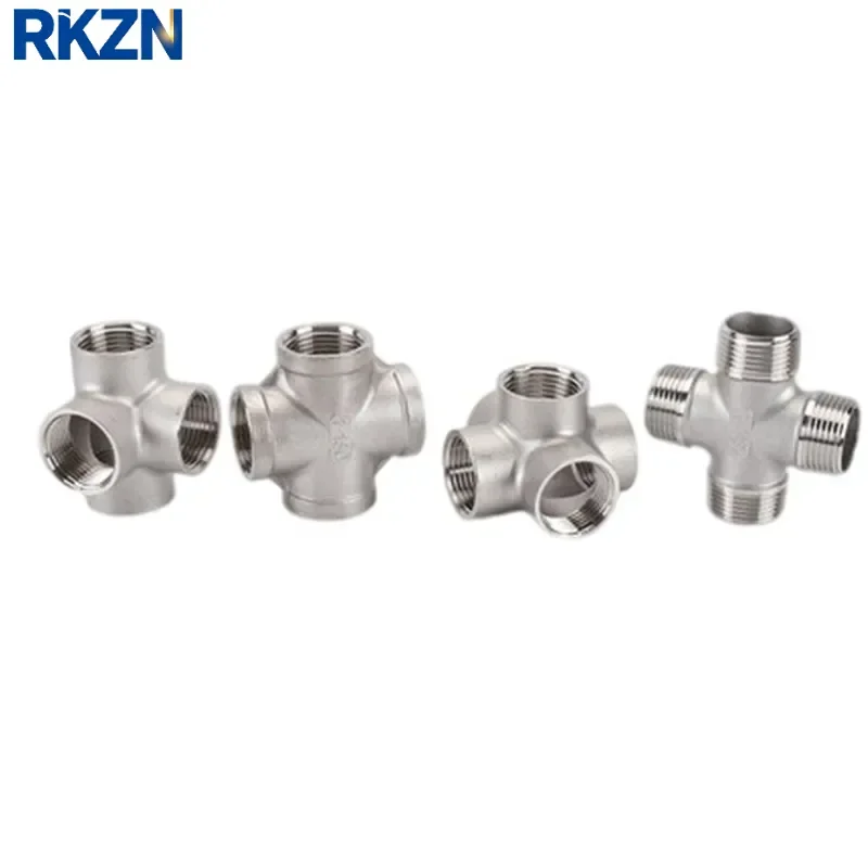 304 stainless steel four way joint 1/8 1/4 3/8 1/2 3/4 internal and external thread water pipe five way internal thread fittings