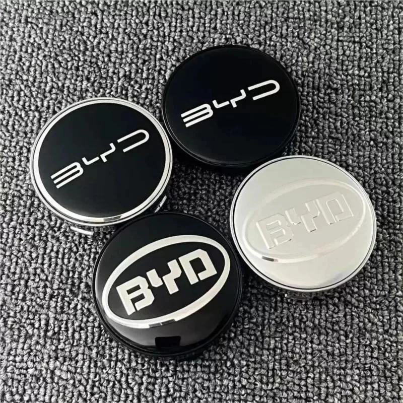 4Pcs Car Rim Hub Center Caps With BYD Badge For Atto 3 Seal Dolphin Han Tang Song Yuan Replacement Wheel Cover Parts