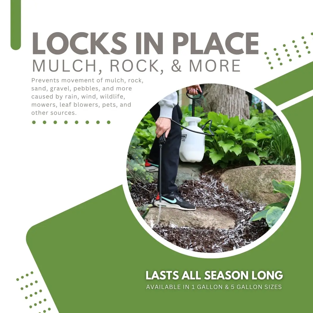 Mulch & Rock Bond - Binder for Mulch, Rock, Bark, & Pea Gravel, Safe for Plants & Pets, Ready to Use, Adhesive Spray