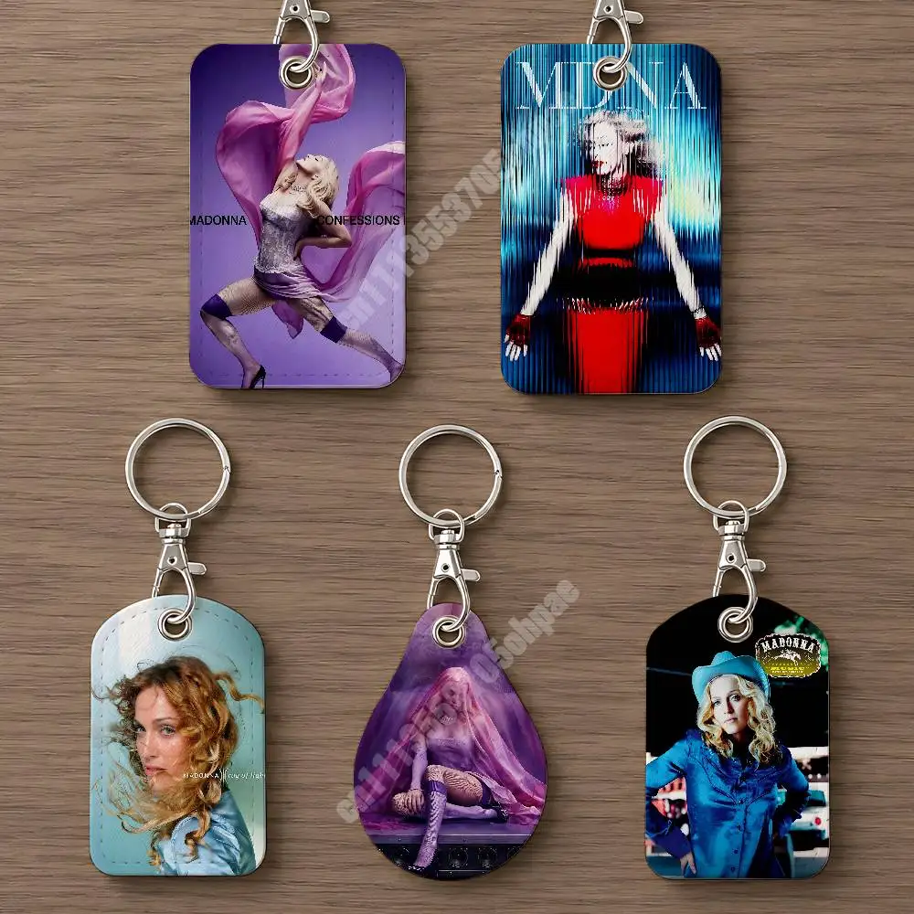 M-Madonna C-Confessions 2 Leather Keychain Card Holder for Airtag & Access Cards Modern Bus Pass