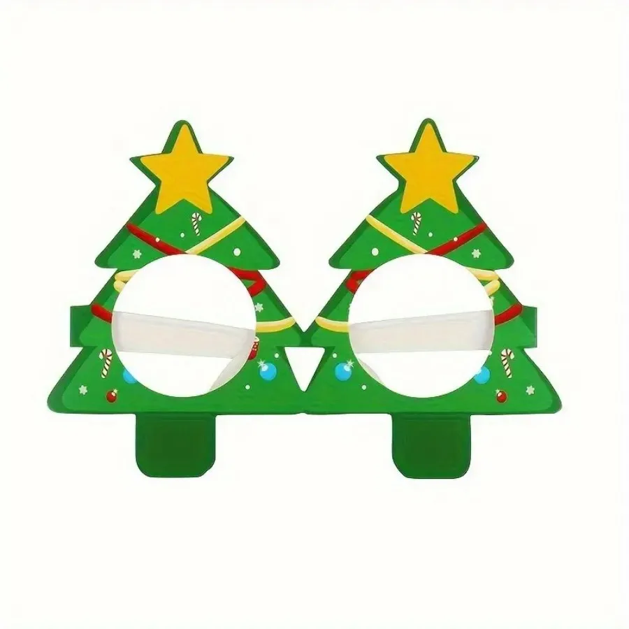 9Pack Christmas Paper Glasses - Festive Photo Booth Props, Santa Snowflake Styles Disposable for Adults Kids Holiday Party Dec