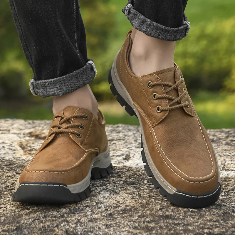 

Genuine leather men's shoes Classic low cut comfortable style Outdoor leisure walking tourism Daily office quality shoes Hot
