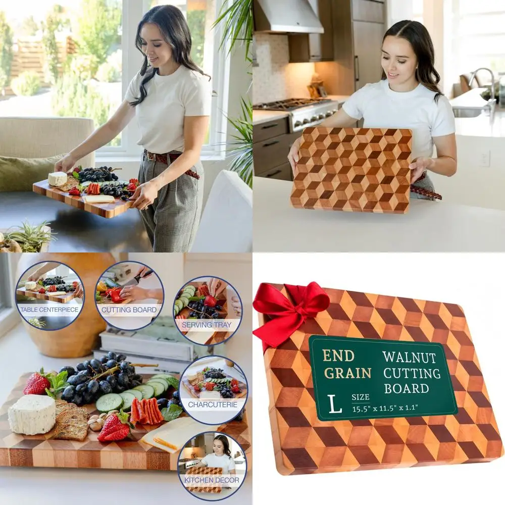 

Разделочный блок из орехового дерева ручной работы, 15,5x11,5–1,1, разделочная доска с толстым концом для кухни, идеально подходит для мясных изделий и мясного мясника