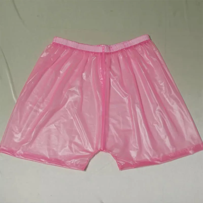 Sexy Men's Panties Sheer PVC Pants Boxer Shorts Women Soft Smooth Couple Erotic Plastic Briefs ABDL Waterproof Diaper Panties