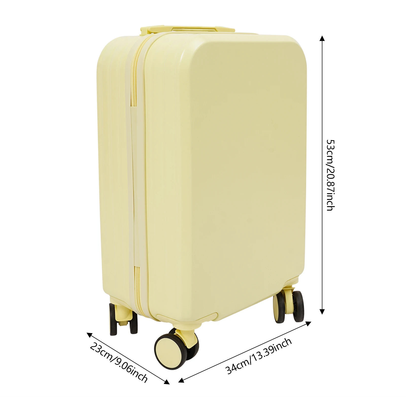 IATA Certified 20 Inch Light Yellow Cabin Carry On Luggage Portable Rolling Suitcase Equipped With Practical Cup Holder Adjustable Multi-level Telescopic Pull Handle Lightweight Hand Travel Case For Airplane Short Vacation Business Trip view 4