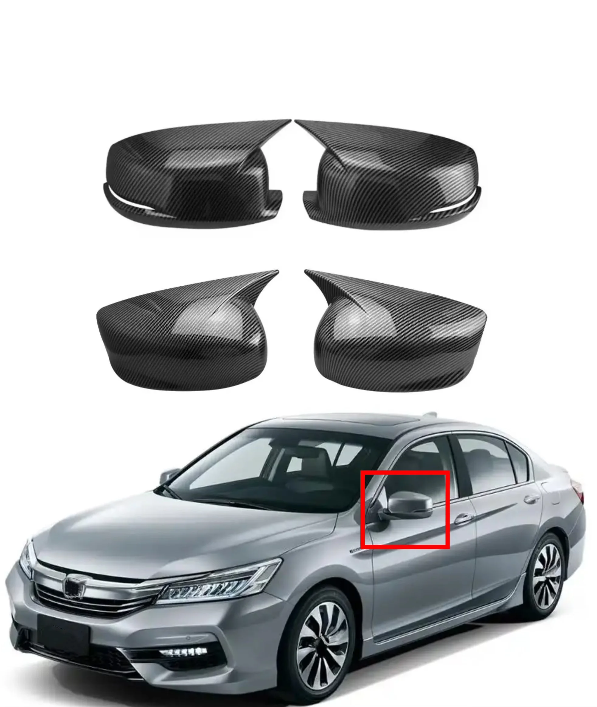 

Fit For Honda Accord 2008-2017 Car Sticker Rearview Side Mirror Cover Wing Cap Exterior Door Rear View Case Trim Carbon Fiber