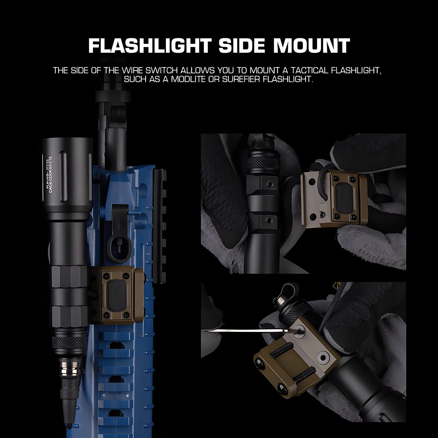 UN Metal Side Wired Switch for PEQ Laser Light Crane SF 2.5mm Connectors Flashlight Side Mount Picatinny Rail Compatible