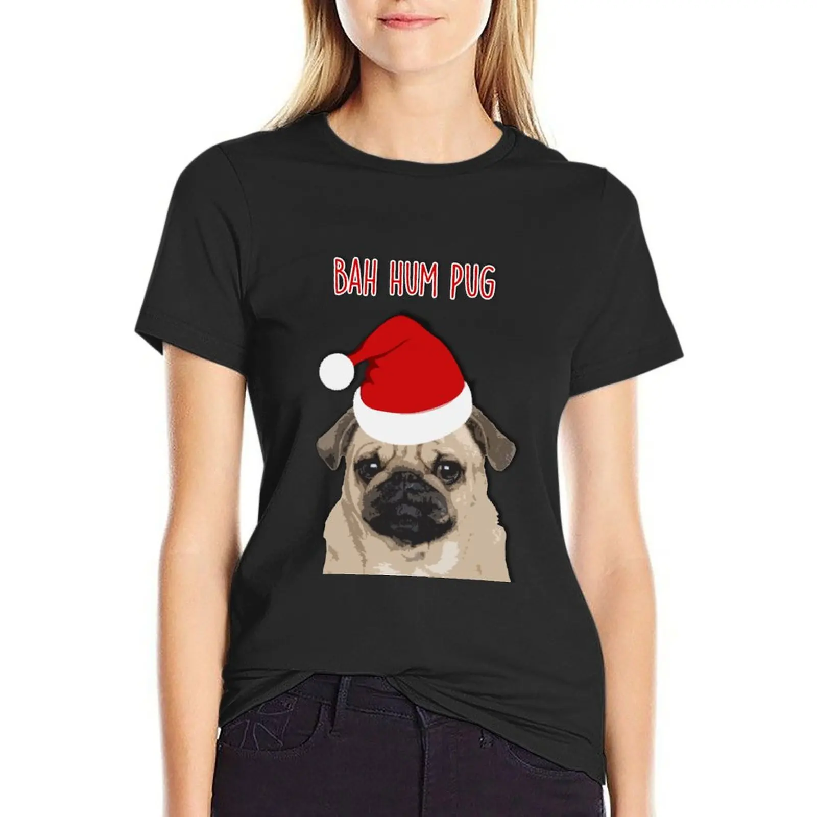 Bah Hum Pug T-Shirt graphics Female clothing Women's clothing