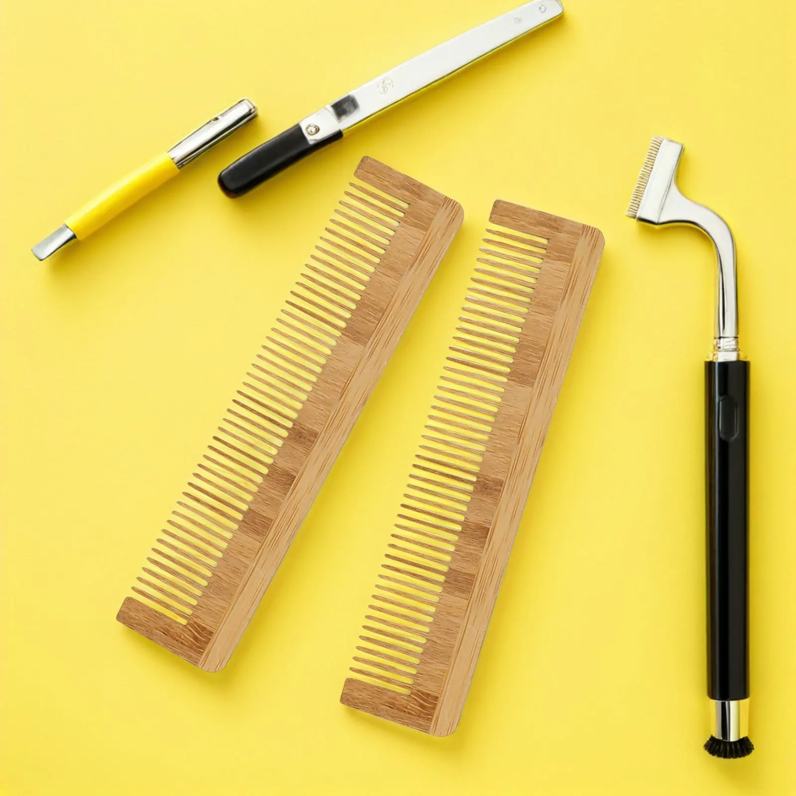 12Pcs Bamboo Wooden Disposable Beard Comb Pocket Wide Tooth Detangling Comb Hair Scalp Massager Portable Styling Tool for Men