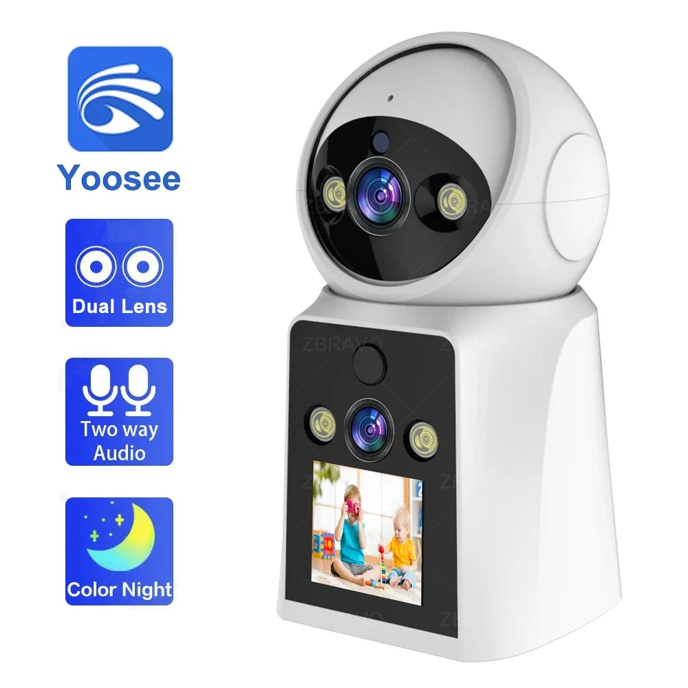 

Yoosee 4K 8MP Video Calling Camera with LCD PTZ Camera Dual Lens Home Security IP Surveillance Auto Tracking Color Night Vision