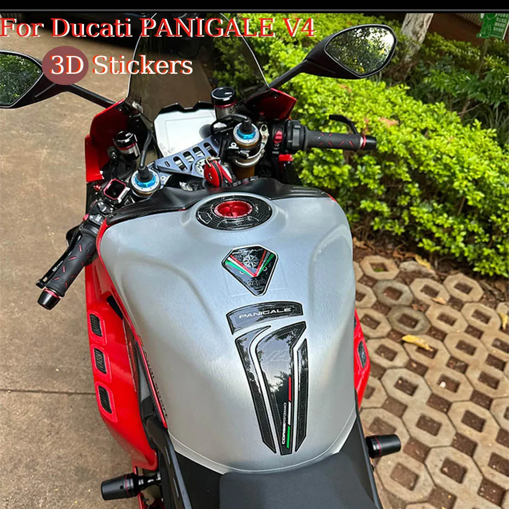 Nuevas pegatinas 3D para motocicleta, calcomanías para Ducati PANIGALE V4 S R V4R SP 1100, empuñaduras de tanque, Kit de rodilla, Protector de aceite y combustible de Gas