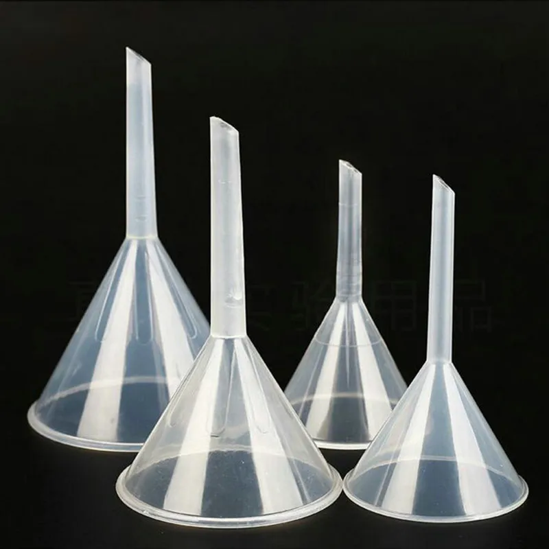 8pcs/set lab 30mm 50mm 60mm 75mm 90mm 120mm Diameter Triangle funnel Laboratory Clear White Plastic Conical Funnel