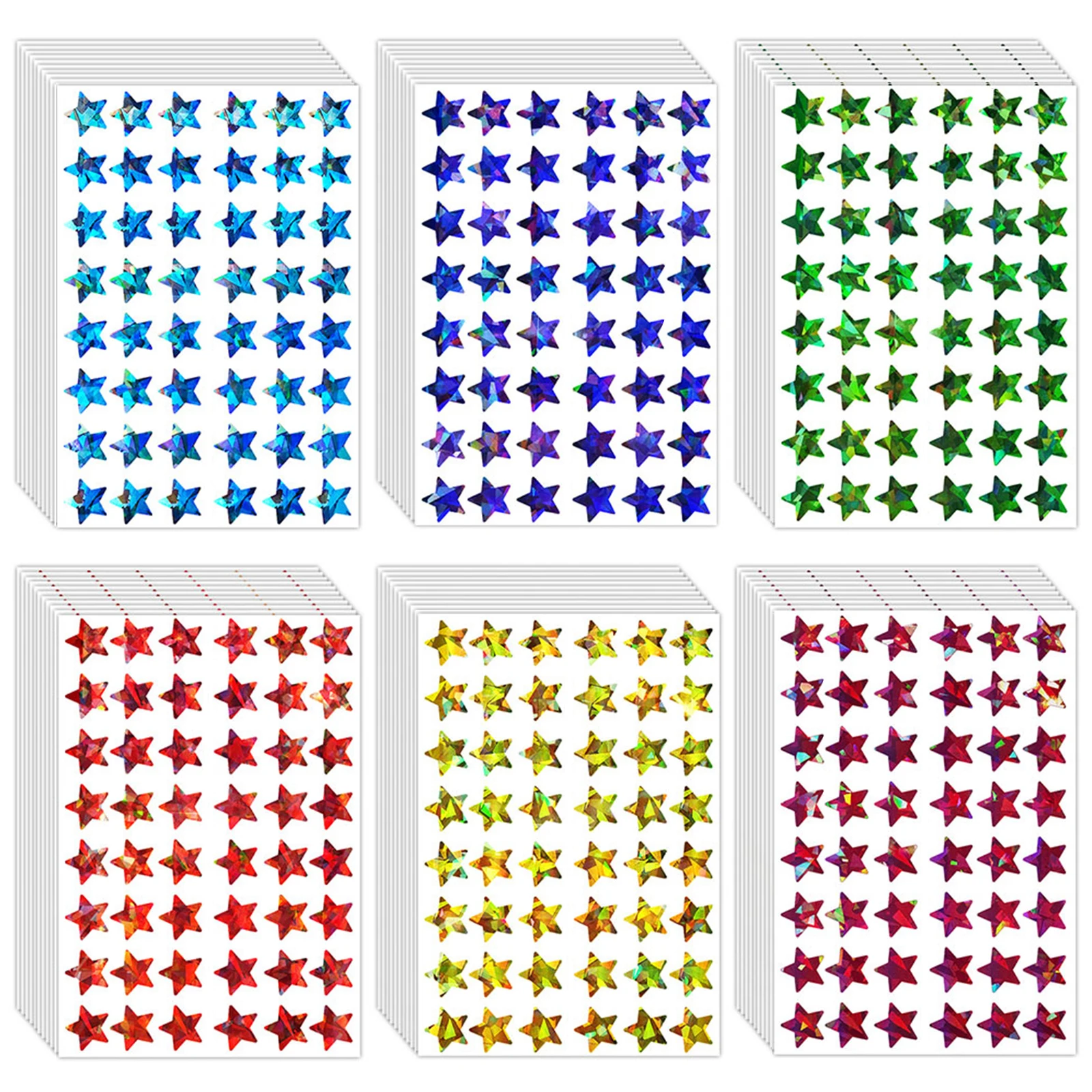 Holographic Rainbow Small Star Stickers for Kids Reward, Behavior Chart, Student Planner and School Classroom Teacher Supplies,